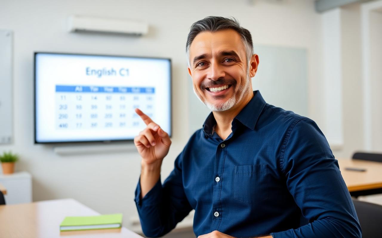 Profesor MEI explicando niveles de inglés